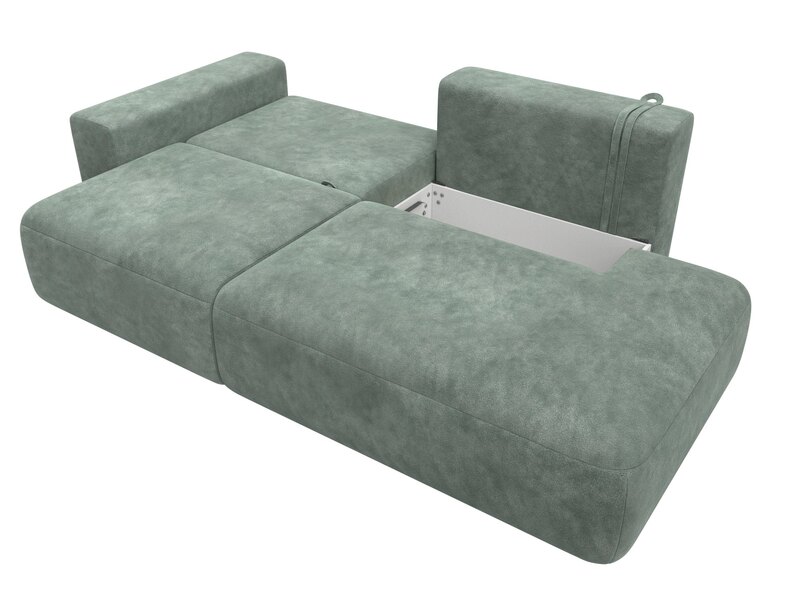 Диван прямой Лига-036 НПБ Модерн подлокотник слева, Велюр, BRUT 08 зеленый