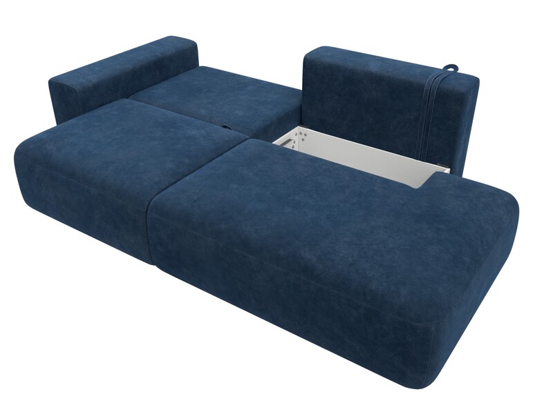 Диван прямой Лига-036 НПБ Модерн подлокотник слева, Велюр, BRUT 11 синий