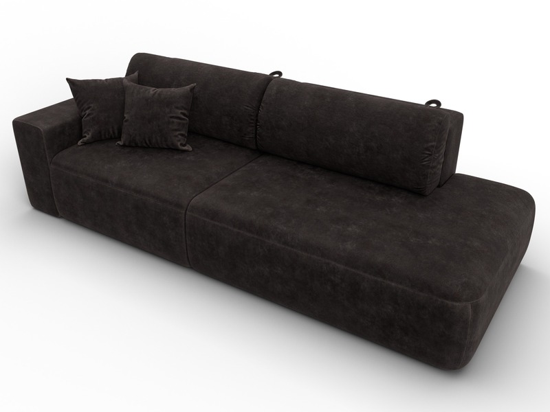 Диван прямой Лига-036 НПБ Модерн подлокотник слева, Велюр, BRUT 17 коричневый