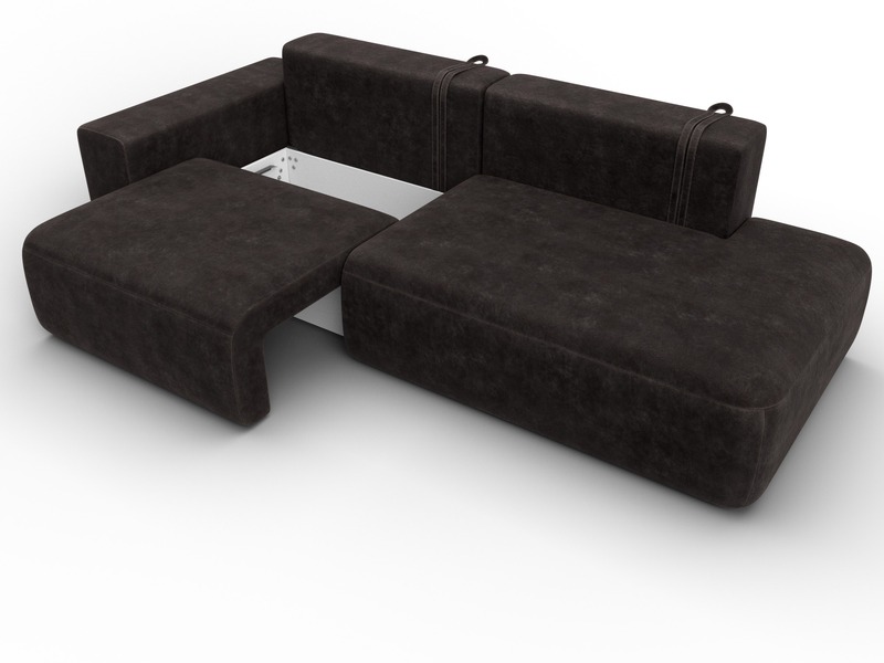 Диван прямой Лига-036 НПБ Модерн подлокотник слева, Велюр, BRUT 17 коричневый