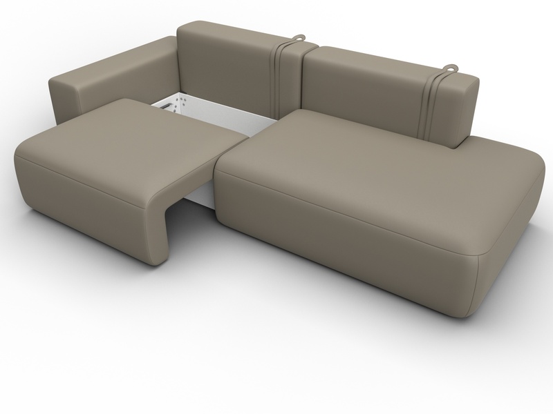 Диван прямой Лига-036 НПБ Модерн подлокотник слева, Экокожа, GRIFON 04 бежевый