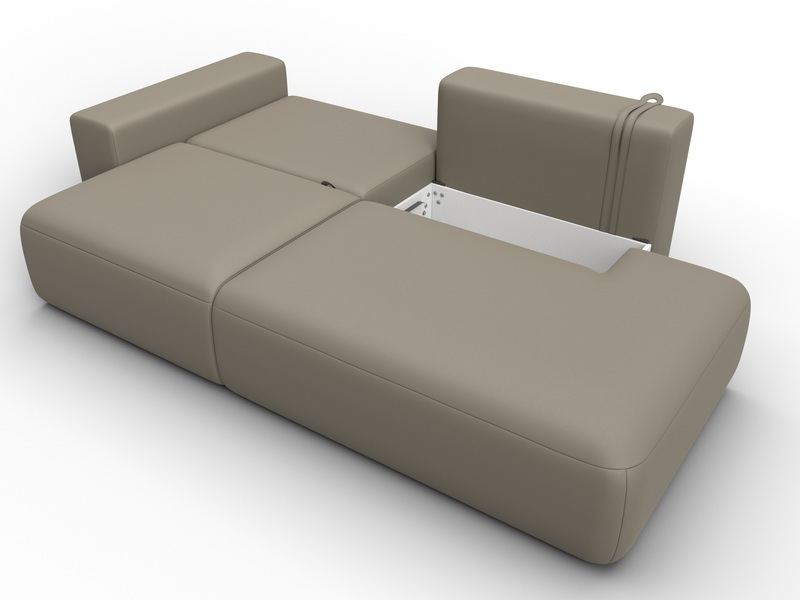 Диван прямой Лига-036 НПБ Модерн подлокотник слева, Экокожа, GRIFON 04 бежевый