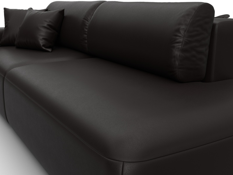 Диван прямой Лига-036 НПБ Модерн подлокотник слева, Экокожа, GRIFON 12 коричневый