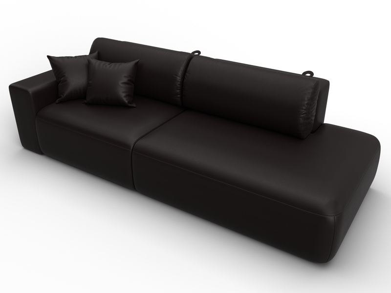 Диван прямой Лига-036 НПБ Модерн подлокотник слева, Экокожа, GRIFON 12 коричневый