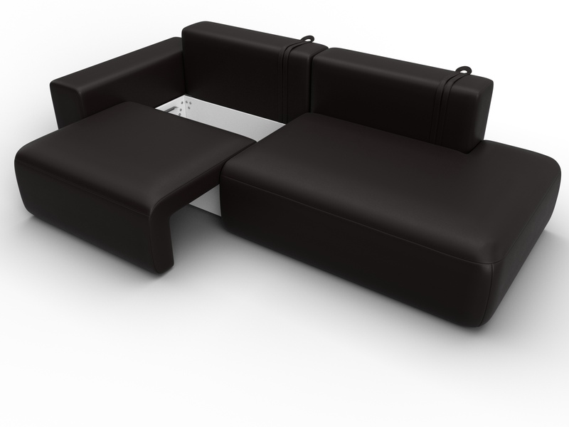 Диван прямой Лига-036 НПБ Модерн подлокотник слева, Экокожа, GRIFON 12 коричневый