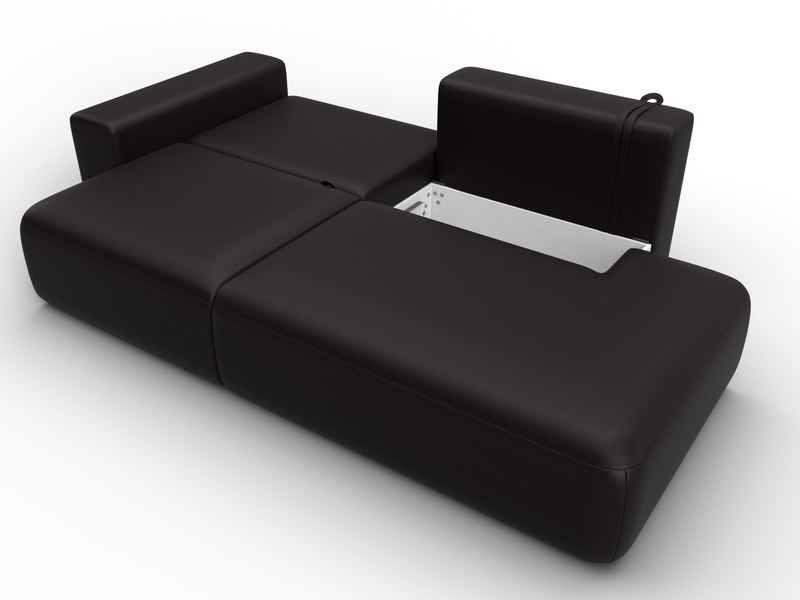 Диван прямой Лига-036 НПБ Модерн подлокотник слева, Экокожа, GRIFON 12 коричневый