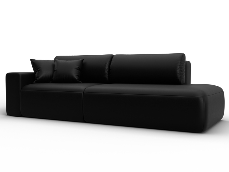 Диван прямой Лига-036 НПБ Модерн подлокотник слева, Экокожа, GRIFON 18 черный