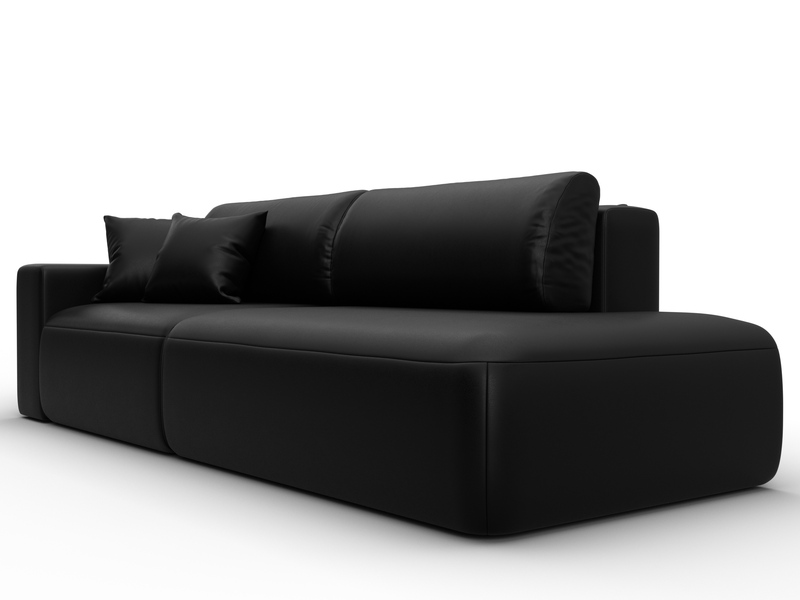 Диван прямой Лига-036 НПБ Модерн подлокотник слева, Экокожа, GRIFON 18 черный