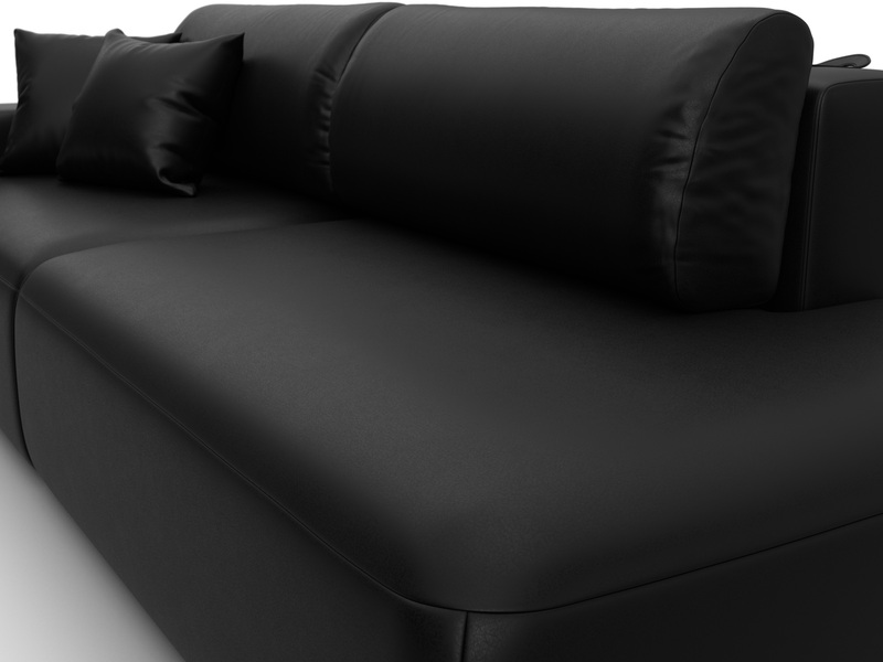 Диван прямой Лига-036 НПБ Модерн подлокотник слева, Экокожа, GRIFON 18 черный