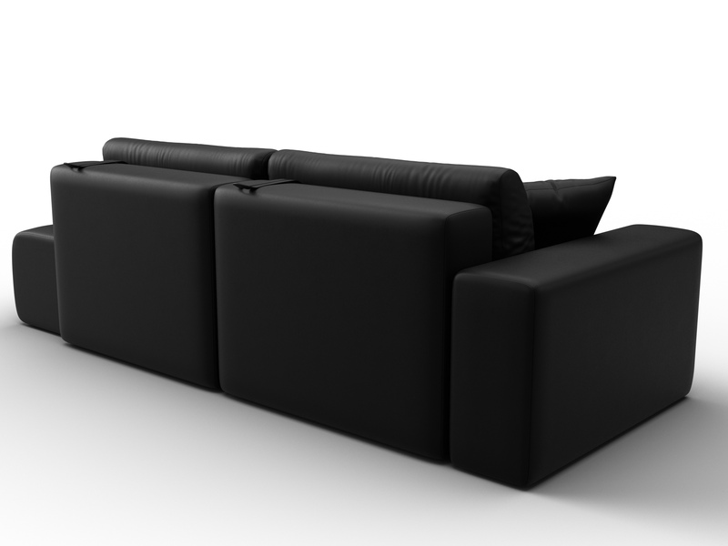 Диван прямой Лига-036 НПБ Модерн подлокотник слева, Экокожа, GRIFON 18 черный