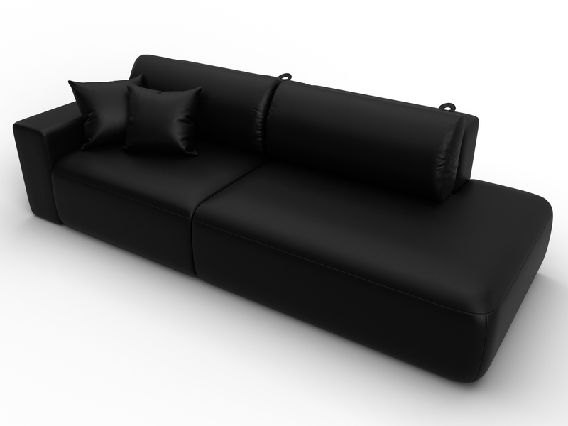 Диван прямой Лига-036 НПБ Модерн подлокотник слева, Экокожа, GRIFON 18 черный