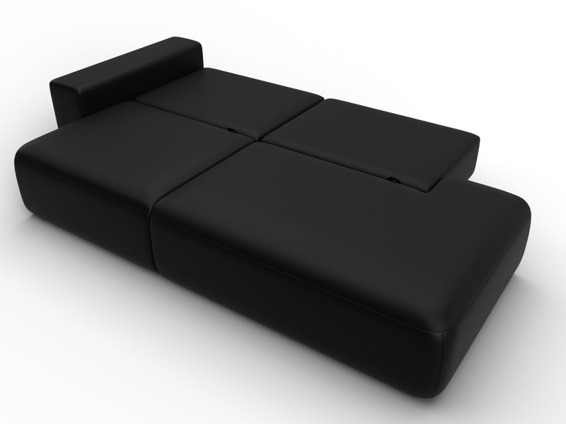 Диван прямой Лига-036 НПБ Модерн подлокотник слева, Экокожа, GRIFON 18 черный