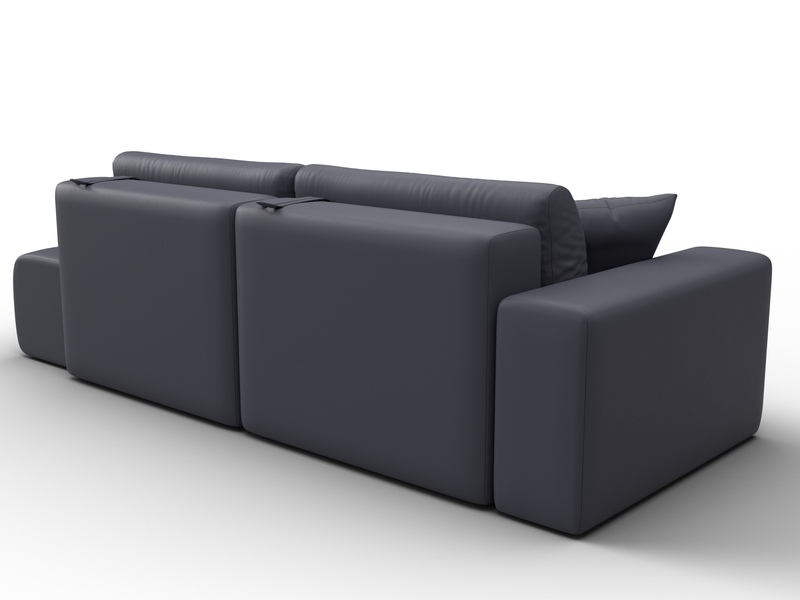 Диван прямой Лига-036 НПБ Модерн подлокотник слева, Экокожа, GRIFON 15 серый