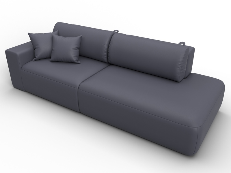 Диван прямой Лига-036 НПБ Модерн подлокотник слева, Экокожа, GRIFON 15 серый