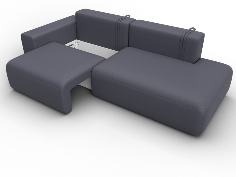 Диван прямой Лига-036 НПБ Модерн подлокотник слева, Экокожа, GRIFON 15 серый