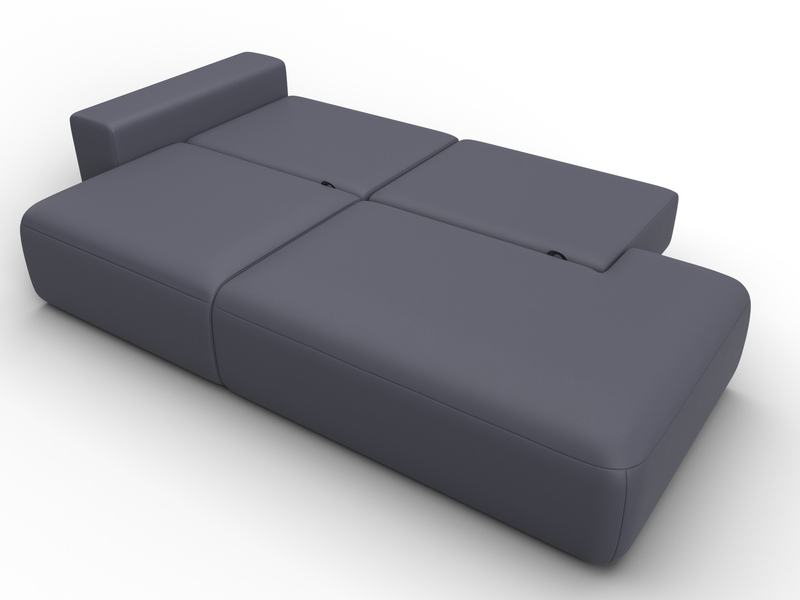 Диван прямой Лига-036 НПБ Модерн подлокотник слева, Экокожа, GRIFON 15 серый