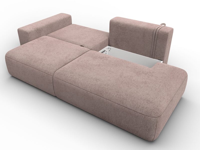 Диван прямой Лига-036 НПБ Модерн подлокотник слева, Велюр, TOWER 05 бежевый