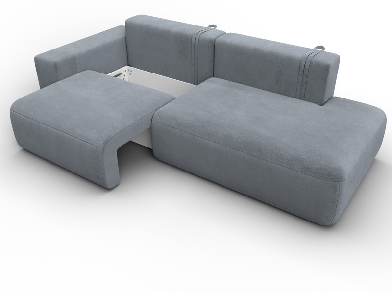 Диван прямой Лига-036 НПБ Модерн подлокотник слева, Велюр, TOWER 10 серый