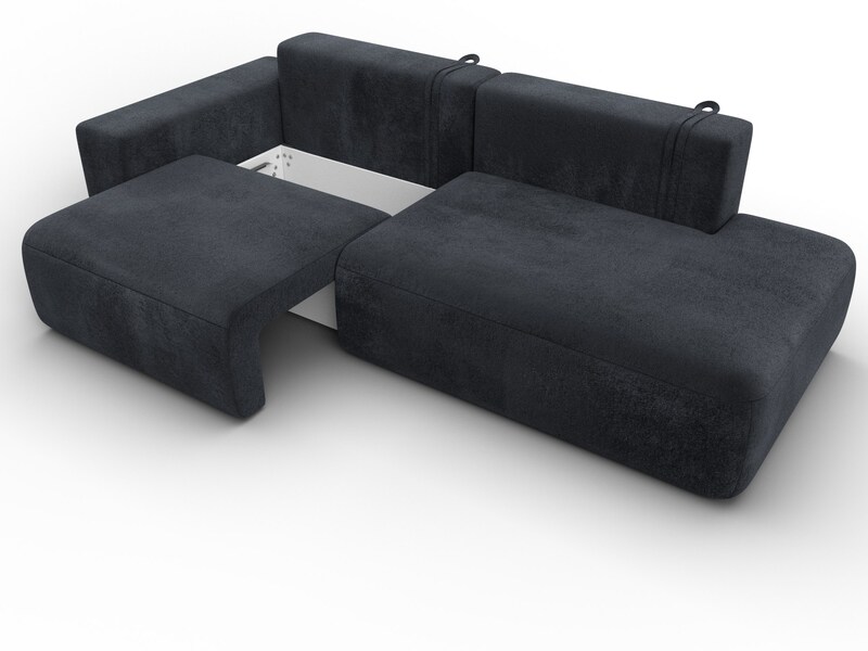 Диван прямой Лига-036 НПБ Модерн подлокотник слева, Велюр, TOWER 11 темно-серый