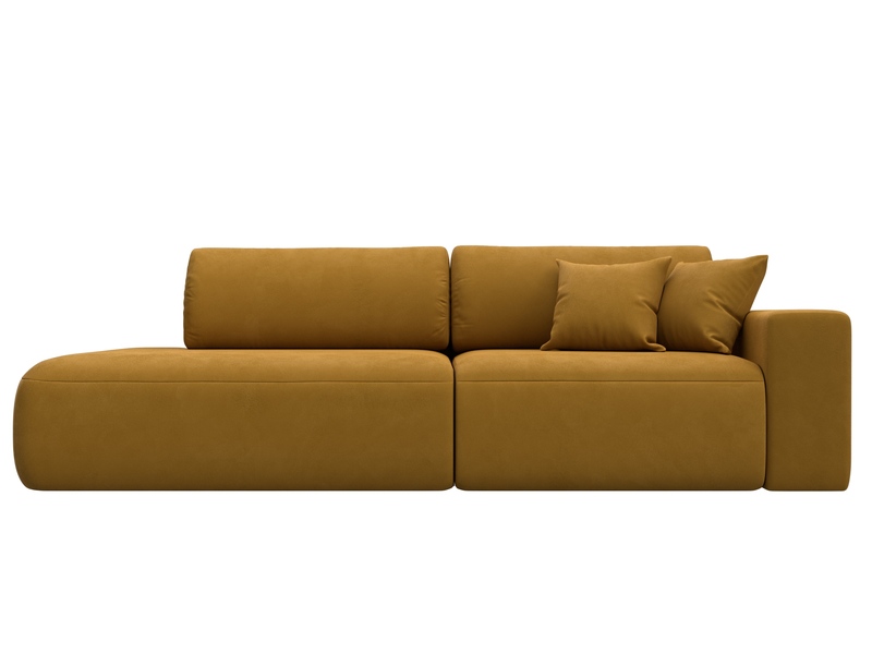 Диван прямой Лига-036 НПБ Модерн подлокотник справа, Велюр, BRUT 10 желтый