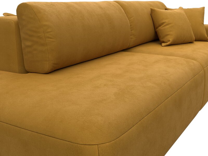 Диван прямой Лига-036 НПБ Модерн подлокотник справа, Велюр, BRUT 10 желтый