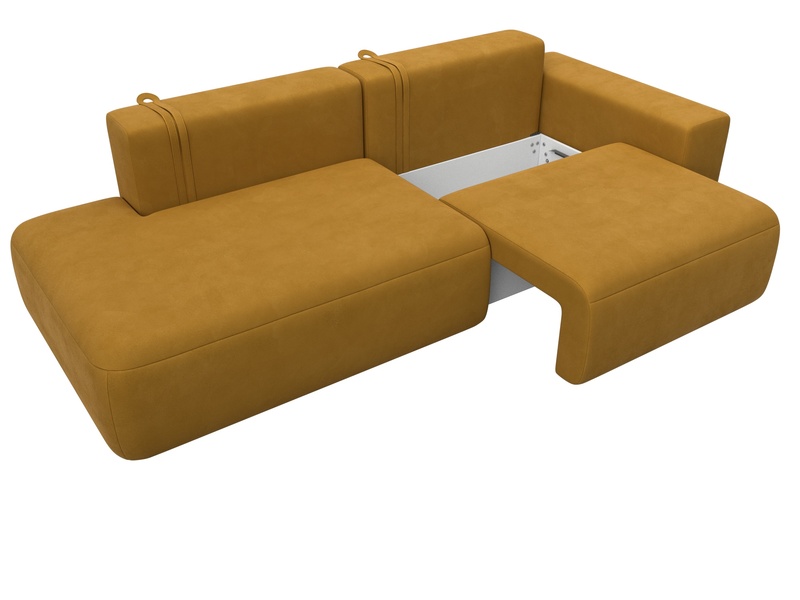 Диван прямой Лига-036 НПБ Модерн подлокотник справа, Велюр, BRUT 10 желтый
