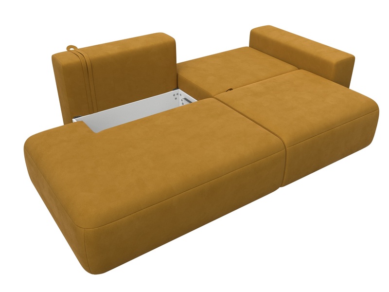 Диван прямой Лига-036 НПБ Модерн подлокотник справа, Велюр, BRUT 10 желтый
