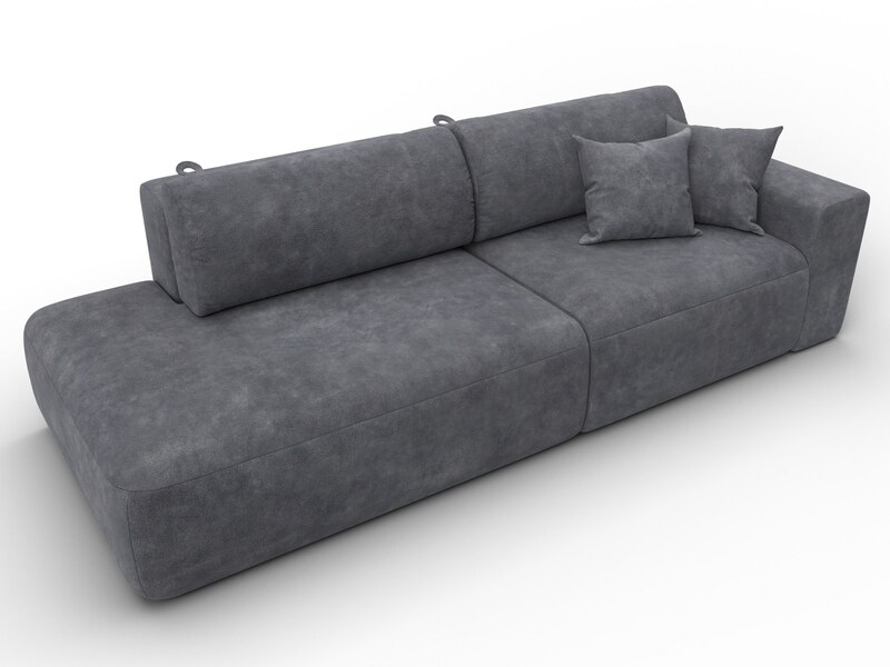 Диван прямой Лига-036 НПБ Модерн подлокотник справа, Велюр, BRUT 16 темно-серый