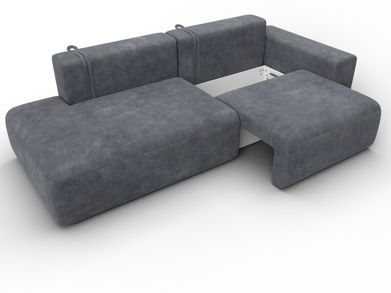 Диван прямой Лига-036 НПБ Модерн подлокотник справа, Велюр, BRUT 16 темно-серый