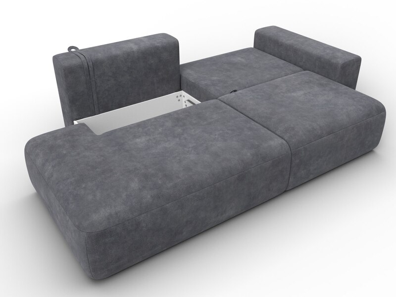 Диван прямой Лига-036 НПБ Модерн подлокотник справа, Велюр, BRUT 16 темно-серый