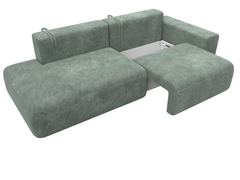 Диван прямой Лига-036 НПБ Модерн подлокотник справа, Велюр, BRUT 08 зеленый