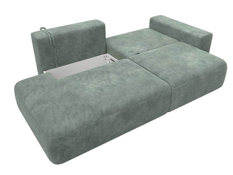 Диван прямой Лига-036 НПБ Модерн подлокотник справа, Велюр, BRUT 08 зеленый