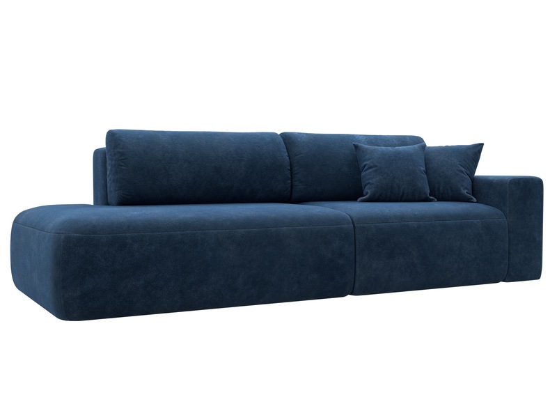 Диван прямой Лига-036 НПБ Модерн подлокотник справа, Велюр, BRUT 11 синий