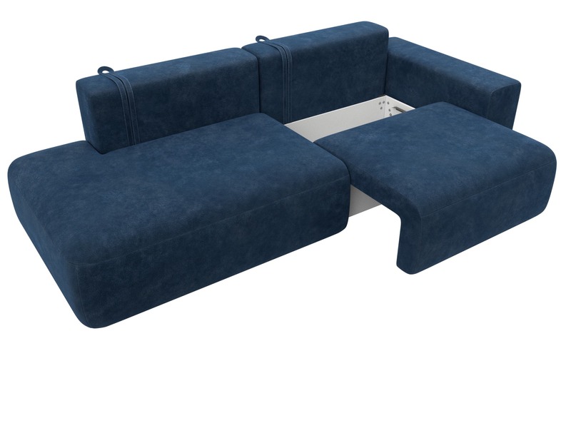 Диван прямой Лига-036 НПБ Модерн подлокотник справа, Велюр, BRUT 11 синий