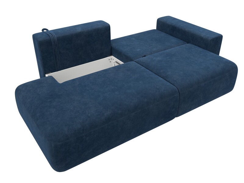 Диван прямой Лига-036 НПБ Модерн подлокотник справа, Велюр, BRUT 11 синий