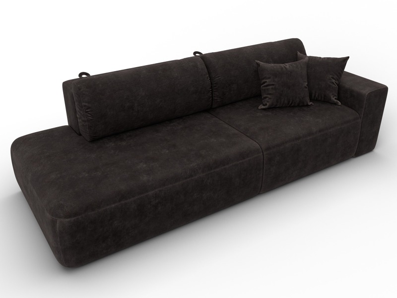 Диван прямой Лига-036 НПБ Модерн подлокотник справа, Велюр, BRUT 17 коричневый