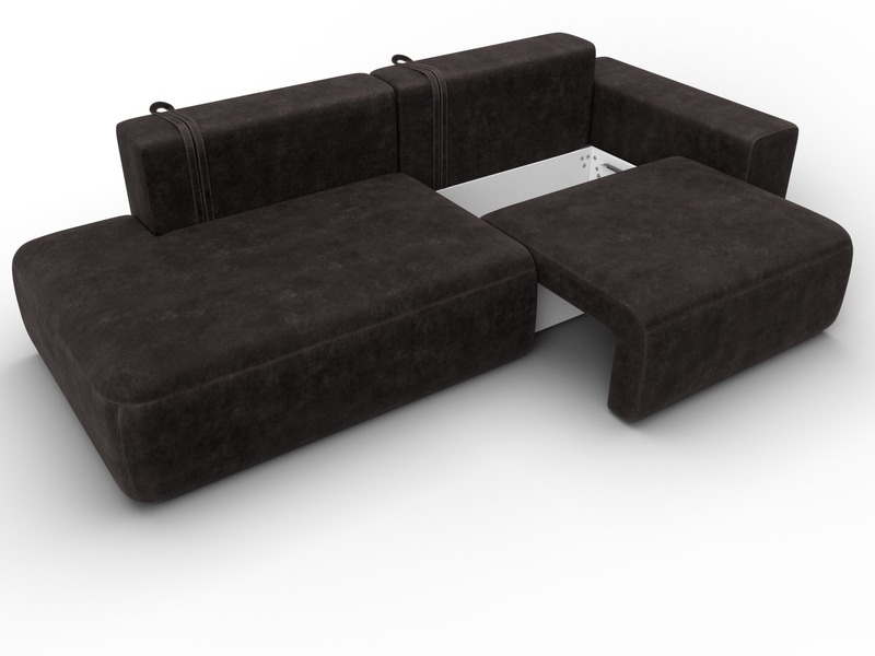 Диван прямой Лига-036 НПБ Модерн подлокотник справа, Велюр, BRUT 17 коричневый