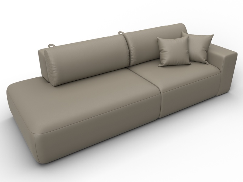 Диван прямой Лига-036 НПБ Модерн подлокотник справа, Экокожа, GRIFON 04 бежевый