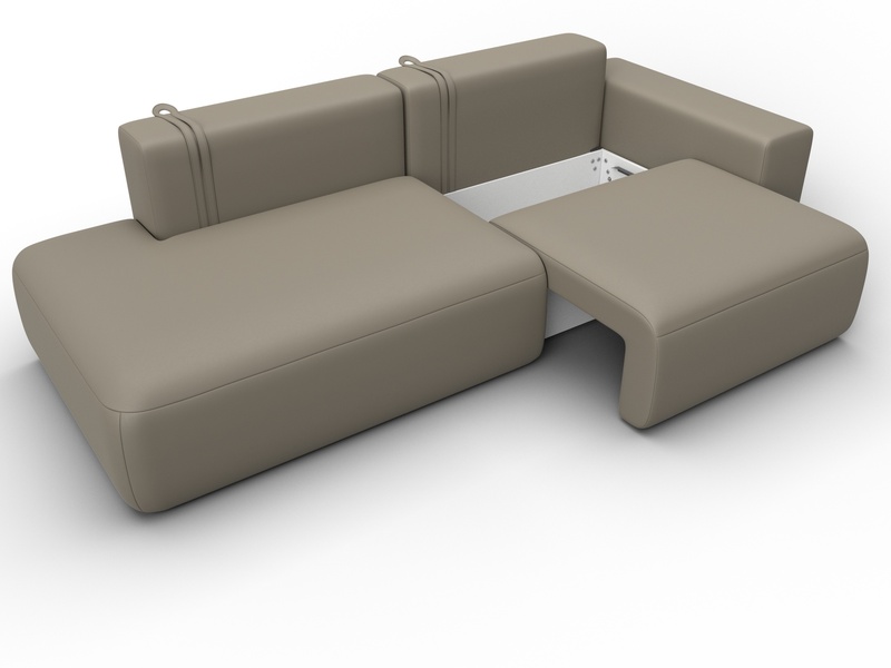 Диван прямой Лига-036 НПБ Модерн подлокотник справа, Экокожа, GRIFON 04 бежевый