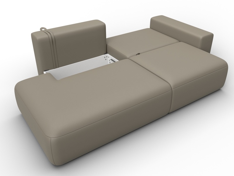 Диван прямой Лига-036 НПБ Модерн подлокотник справа, Экокожа, GRIFON 04 бежевый