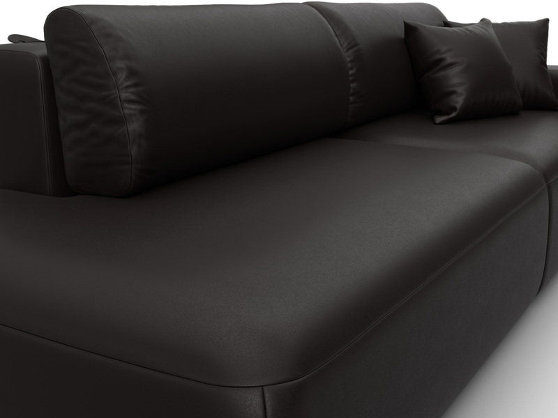 Диван прямой Лига-036 НПБ Модерн подлокотник справа, Экокожа, GRIFON 12 коричневый