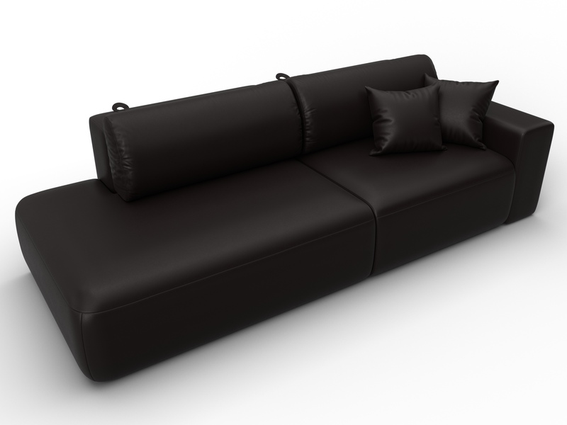 Диван прямой Лига-036 НПБ Модерн подлокотник справа, Экокожа, GRIFON 12 коричневый