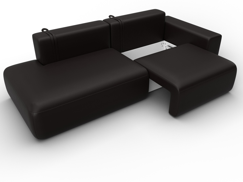 Диван прямой Лига-036 НПБ Модерн подлокотник справа, Экокожа, GRIFON 12 коричневый