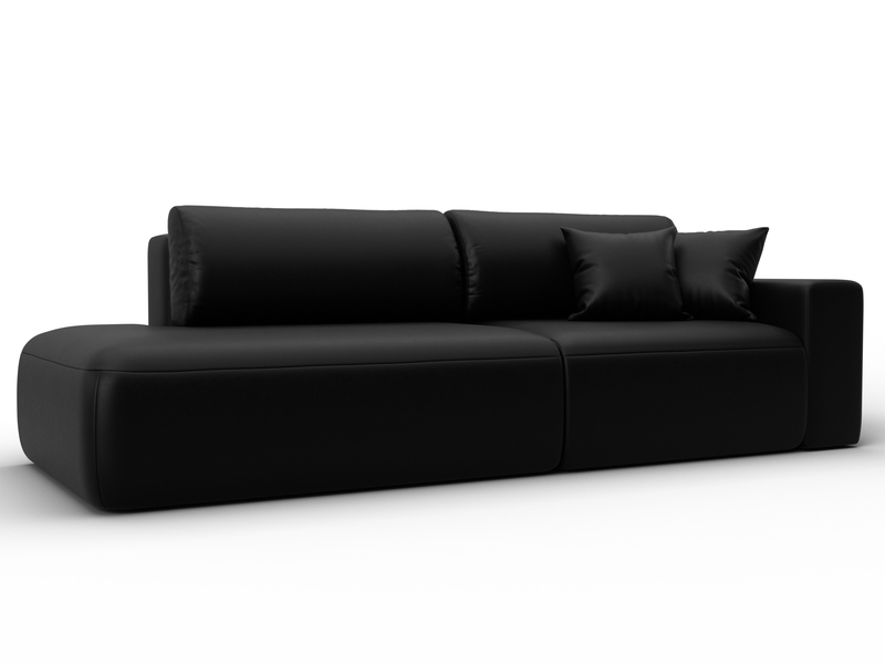 Диван прямой Лига-036 НПБ Модерн подлокотник справа, Экокожа, GRIFON 18 черный