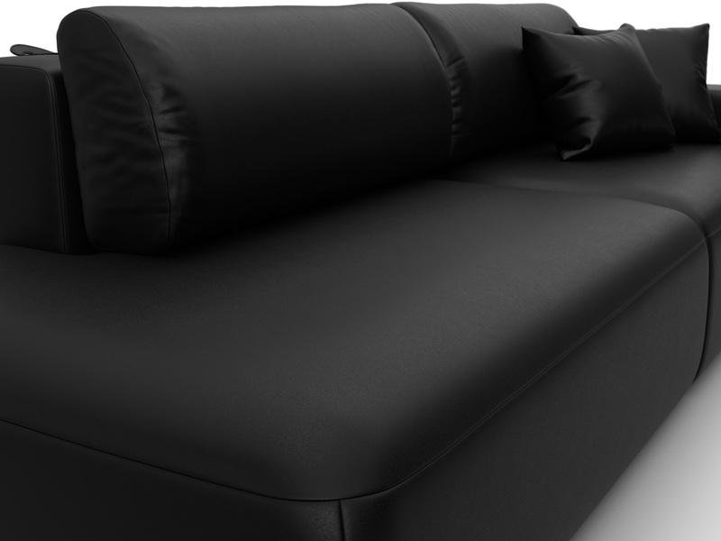 Диван прямой Лига-036 НПБ Модерн подлокотник справа, Экокожа, GRIFON 18 черный