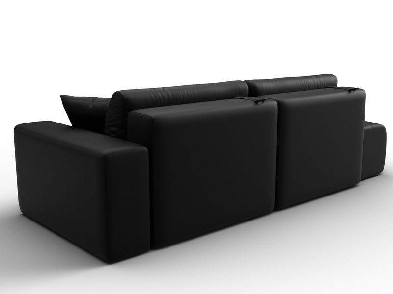 Диван прямой Лига-036 НПБ Модерн подлокотник справа, Экокожа, GRIFON 18 черный