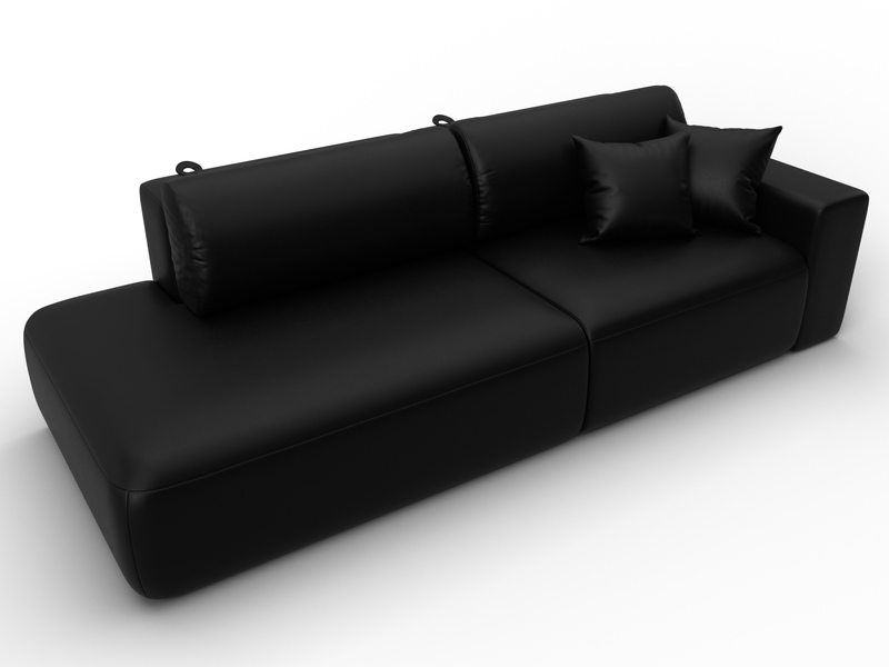 Диван прямой Лига-036 НПБ Модерн подлокотник справа, Экокожа, GRIFON 18 черный