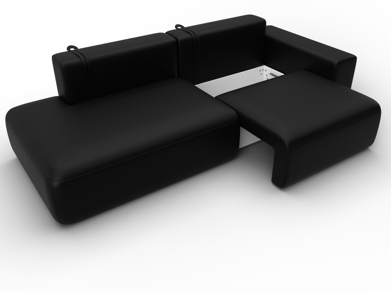 Диван прямой Лига-036 НПБ Модерн подлокотник справа, Экокожа, GRIFON 18 черный