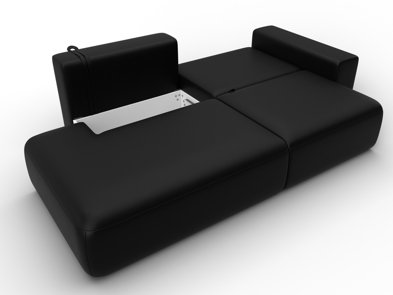 Диван прямой Лига-036 НПБ Модерн подлокотник справа, Экокожа, GRIFON 18 черный