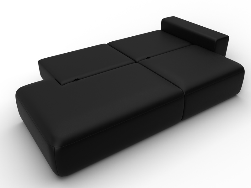 Диван прямой Лига-036 НПБ Модерн подлокотник справа, Экокожа, GRIFON 18 черный